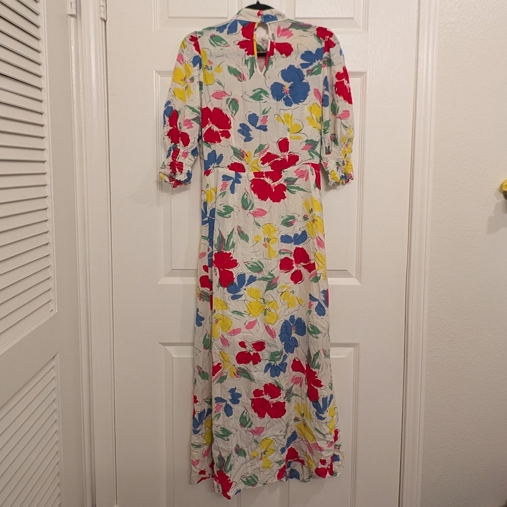 RIXO x Target Mock Neck Cascade Floral Ruffle Midi Dress Retro Modest Sz 2 - Picture 3 of 6